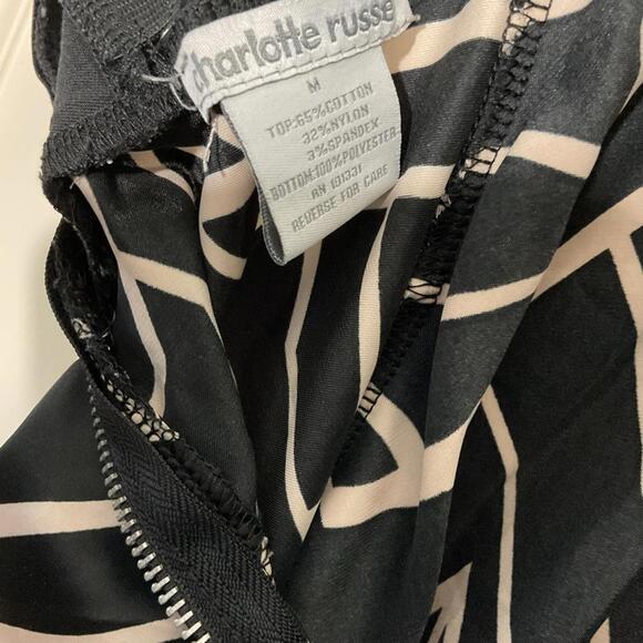 🍁Charlotte Russe dress Black & cream Asymmetrical Midi size M - Picture 4 of 6